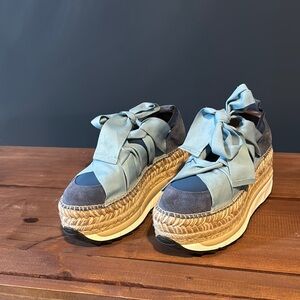 Stylish Blue Espadrille Platform Sneakers